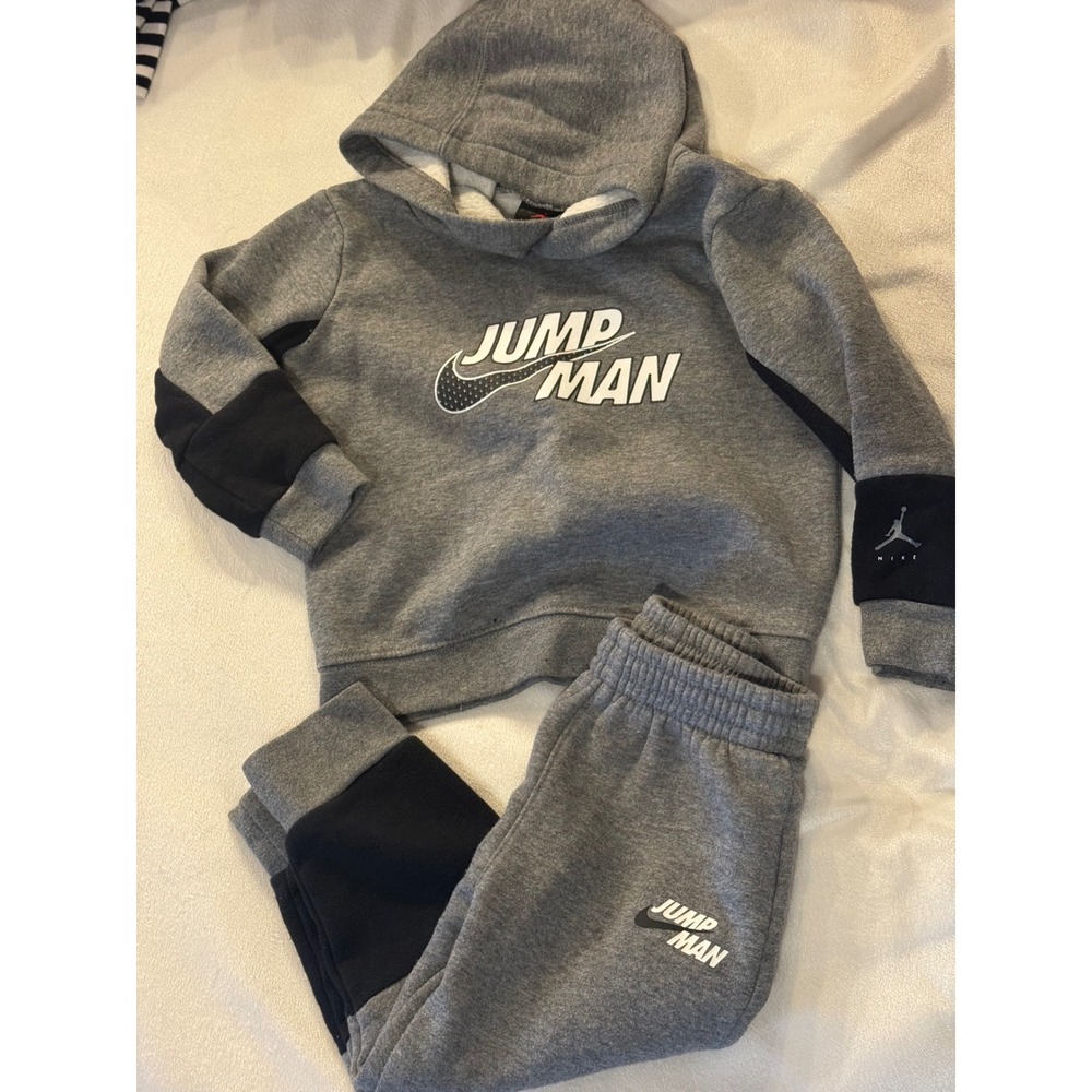 Jordan Jumpman Nike Kids Heather Gray Black Hoodie and Joggers Set 24M
